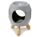 Kominek ceramiczny na nóżkach 12 x 9 x 9 (szary, prążkowany)