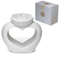 Kominek ceramiczny Serce 13,5 x 15,5 x 9 (biały, podwójny) z opakowaniem