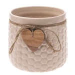 Osłonka ceramiczna Serca 12,5 x 13 x 13 cm (beżowa)