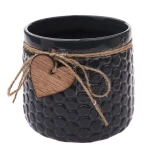 Osłonka ceramiczna Serca 12,5 x 13 x 13 cm (ciemno szara)