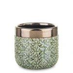 Osłonka ceramiczna 10 x 11,5 x 11,5 cm (zielona, złote zdobienia)