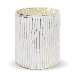 Świecznik szklany 11 x 9,5 x 9,5 cm (biało-złoty)