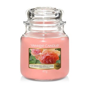 Świeca Yankee Candle Sun-Drenched Apricot Rose, średni słoik (411g)