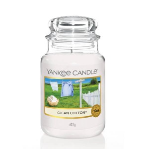 Świeca Yankee Candle Clean Cotton, duży słoik (623g)