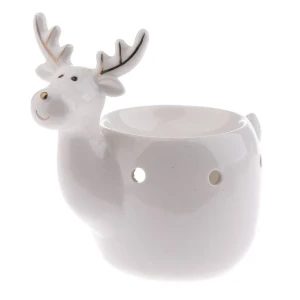 Kominek porcelanowy Renifer 13,6 x 14 x 9,5 cm (biały)