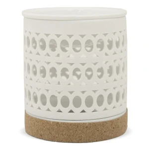 Kominek ceramiczny Elipsa 11 x 9,5 x 9,5 cm (biały, korkowa podstawa)