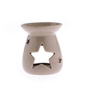 Kominek ceramiczny gwiazdy 9,6 x 11 x 9,6 cm (beżowy)