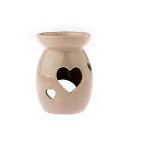 Kominek ceramiczny serca 9,8 x 14 x 9,8 cm (beżowy)
