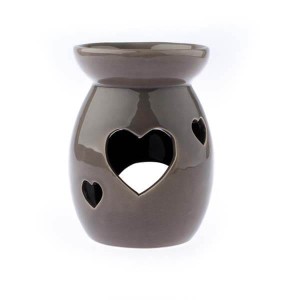 Kominek ceramiczny serca 9,8 x 14 x 9,8 cm (brązowy)