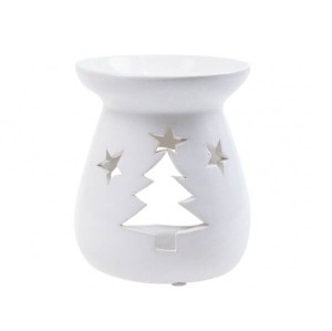 Kominek ceramiczny choinka 9,6 x 11 x 9,6 cm (biały)