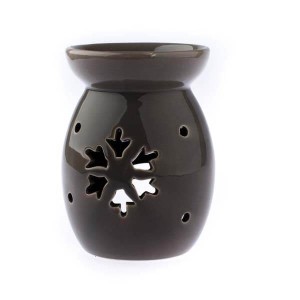 Kominek ceramiczny śnieżynka 9,8 x 14 x 9,8 cm (brązowy)