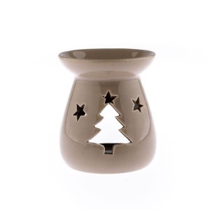 Kominek ceramiczny choinka 9,6 x 11 x 9,6 cm (beżowy)
