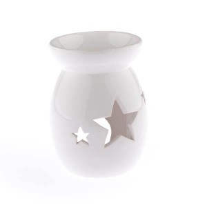 Kominek ceramiczny gwiazdy 9,8 x 14 x 9,8 cm (biały)