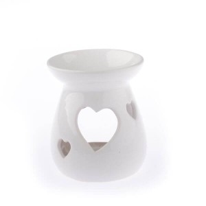 Kominek ceramiczny serca 9,6 x 11 x 9,6 cm (biały)