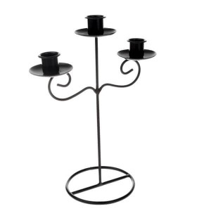 Świecznik metalowy na 3 świece 10 x 20 x 26 cm (czarny)