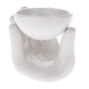 Kominek ceramiczny dłoń 10 x 12,5 x 10 cm (biały)