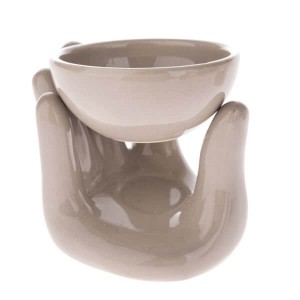 Kominek ceramiczny dłoń 10 x 12,5 x 10 cm (beżowy)