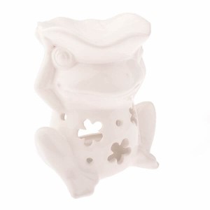 Kominek ceramiczny Żaba 12 x 12 x 10 cm (biały)