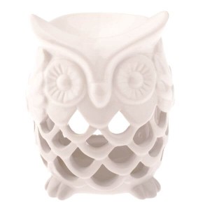 Kominek ceramiczny Sowa 10 x 12 x 9 cm (biały)