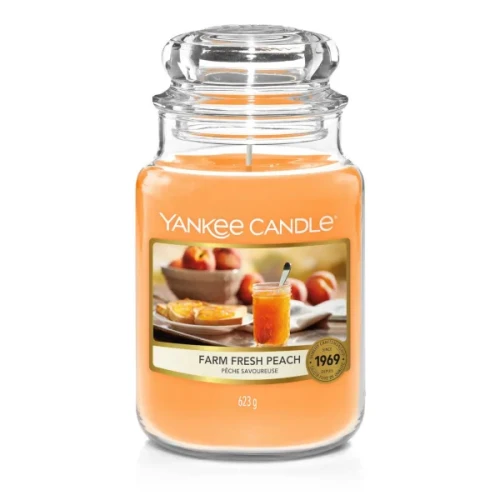 Świeca Yankee Candle Farm Fresh Peach, duży słoik (623g)