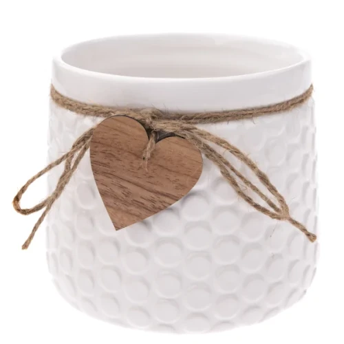 Osłonka ceramiczna Serca 12,5 x 13 x 13 cm (biała)