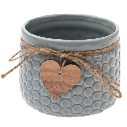 Osłonka ceramiczna Serca 10 x 12 x 12 cm (zielona)