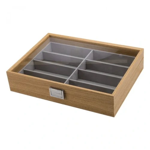 Szkatułka na drobiazgi 8 przegródek 7,3 x 34,8 x 25,8 cm (brązowa)