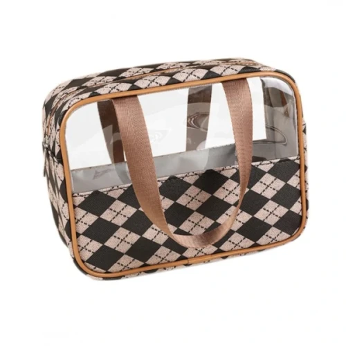 Kosmetyczka damska Torebka 9 x 8,5 x 25 cm (brązowo-czarna)