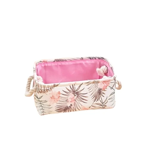 Materiałowy pojemnik Flowers 12 x 27 x 18 cm (biały)