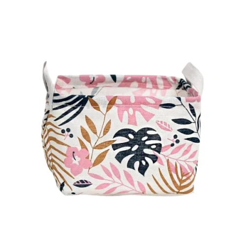 Materiałowy pojemnik Liście 13 x 20 x 16 cm (biały)