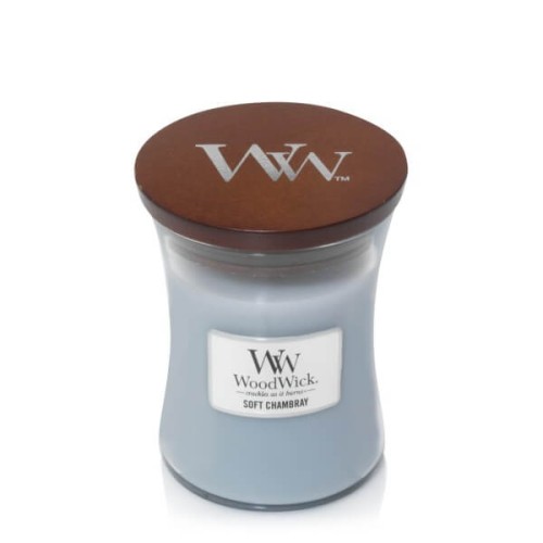 Świeca WoodWick Soft Chambray, średnia (275g)