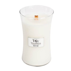 Świeca WoodWick White Teak, duża (609g)