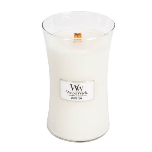 Świeca WoodWick White Teak, duża (609g)