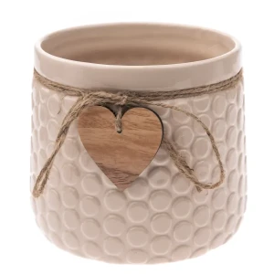Osłonka ceramiczna Serca 12,5 x 13 x 13 cm (beżowa)