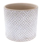 Osłonka betonowa 12,5 x 13 x 13 cm (beżowa, ornament roślinny)