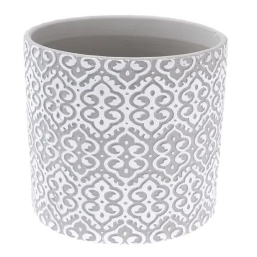 Osłonka betonowa 12,5 x 13 x 13 cm (szara, ornament boho)