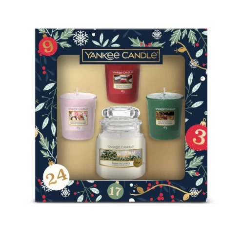 Zestaw Yankee Candle Countdown to Christmas mały słoik + 3 samplery