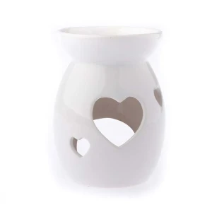 Kominek ceramiczny Serca 14 x 9,8 x 9,8 cm (biały)