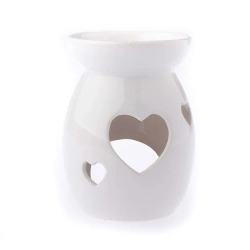 Kominek ceramiczny Serca 14 x 9,8 x 9,8 cm (biały)
