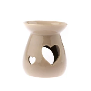 Kominek ceramiczny Serca 11 x 9,6 x 9,6 cm (beżowy)