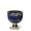 Osłonka kamionkowa Kielich 15,5 x 14,5 x 14,5 cm (granatowa, złote zdobienie)