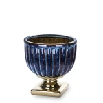 Osłonka kamionkowa Kielich 15,5 x 14,5 x 14,5 cm (granatowa, złote zdobienie)