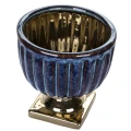 Osłonka kamionkowa Kielich 15,5 x 14,5 x 14,5 cm (granatowa, złote zdobienie)_środek