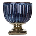 Osłonka kamionkowa Kielich 15,5 x 14,5 x 14,5 cm (granatowa, złote zdobienie)_przybliżenie