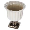Osłonka kamionkowa Kielich 16 x 14,5 x 14,5 cm (beżowa, złote zdobienie)_środek