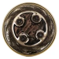 Osłonka ceramiczna na nóżkach 14,5 x 13,5 x 13,5 cm (musztardowa, złote zdobienie)_środek