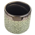 Osłonka ceramiczna 13 x 14,5 x 14,5 cm (zielona, złote zdobienia)_góra