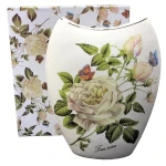 Wazon porcelanowy Biała Róża 21 x 17 x 6 cm (biały)