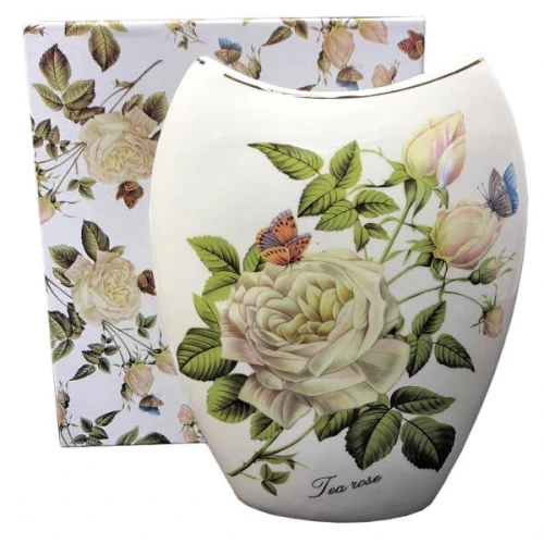 Wazon porcelanowy Biała Róża 21 x 17 x 6 cm (biały)
