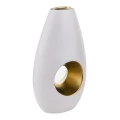 Wazon ceramiczny 25 x 14 x 7 cm (biały, złote zdobienia)_przód